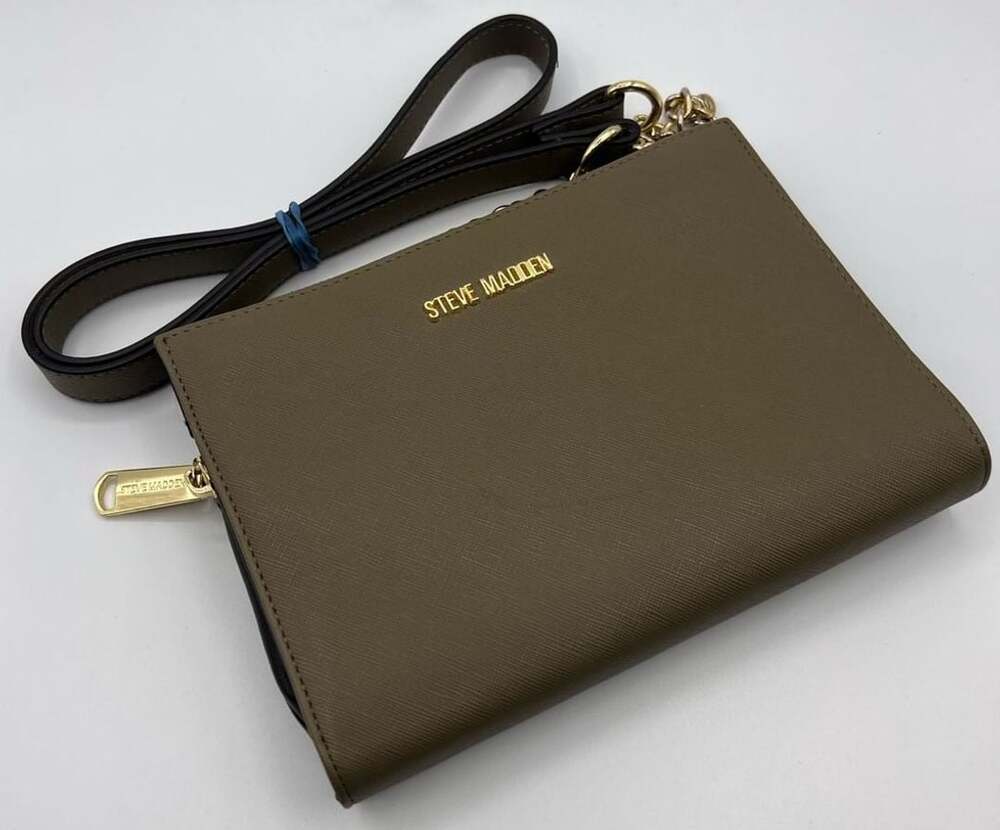 Steve Madden Wallet Chain Crossbody Messenger Bag Taupe
